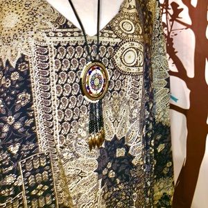 Boho Angled Asymmetric Tunic with Necklace